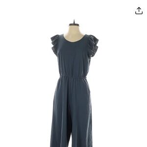 Loft Women's Ruffled Sleeveless Jumpsuit - Blue